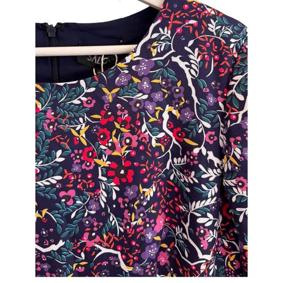 Saloni Celia C Mini Dress NWT Size 10 Dark Floral Print Elbow Sleeve Flare Hem - Picture 6 of 7